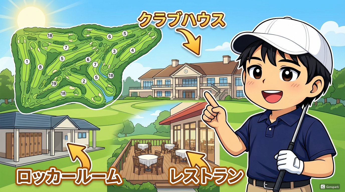 ゴルフ場の施設・仕組み｜クラブハウスから18ホールまで